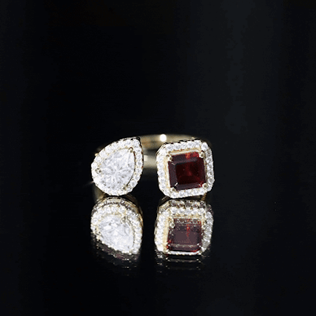 Garnet Engagement Ring – Toi Et Moi Two Stone Ring | Yellow Gold Plated Silver