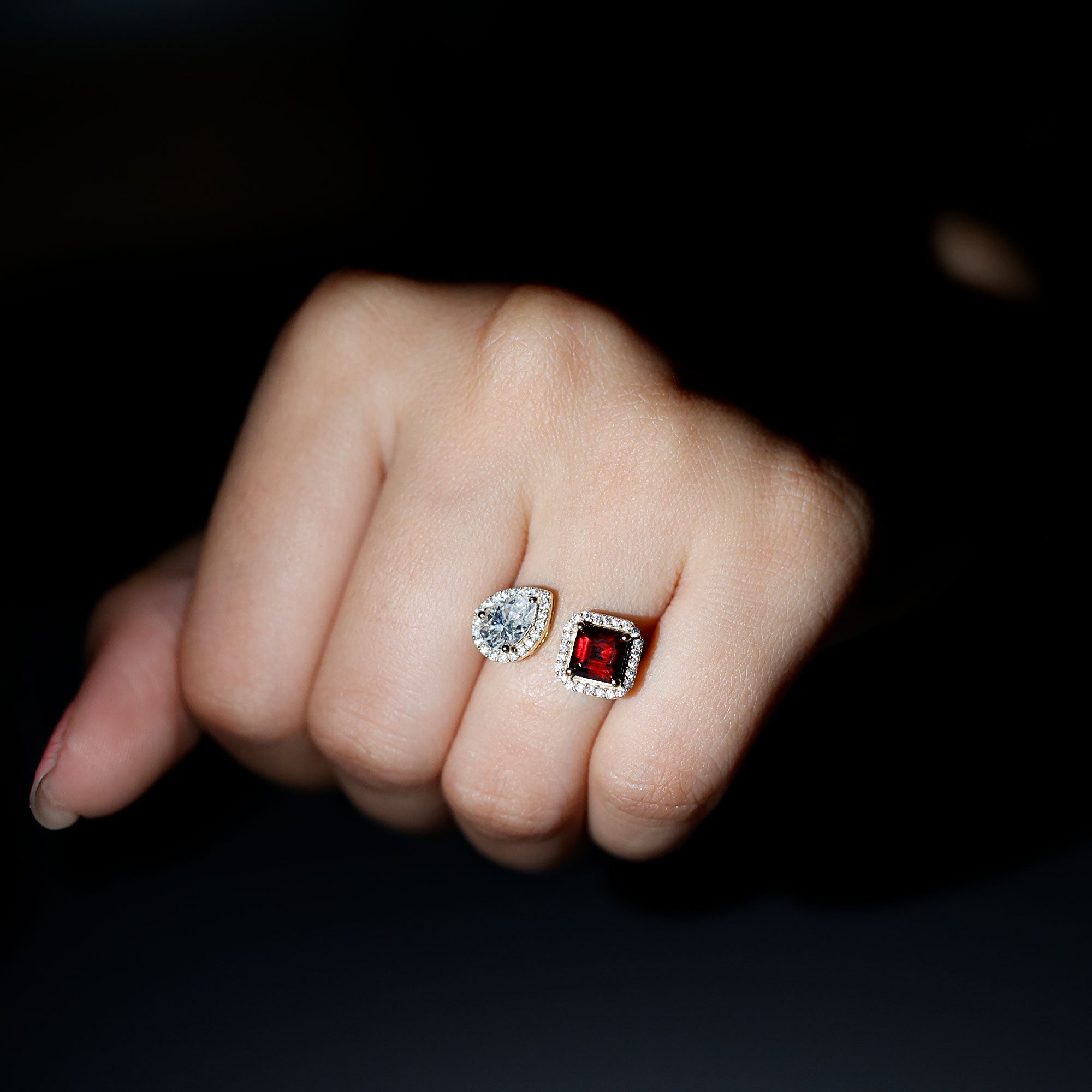 Garnet Engagement Ring – Toi Et Moi Two Stone Ring | Yellow Gold Plated Silver