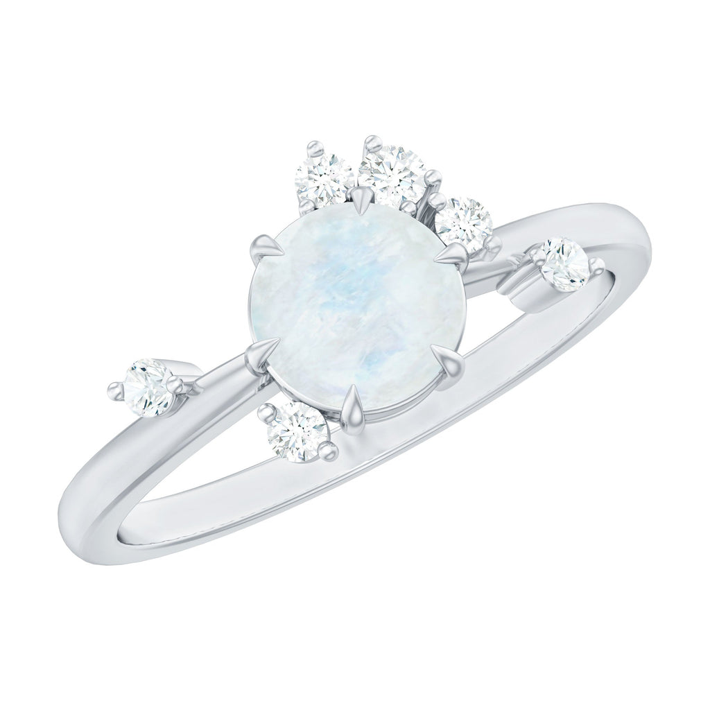 Moonstone Promise Ring – Diamond Scatter Gemstone Band | Delicate Contemporary Design