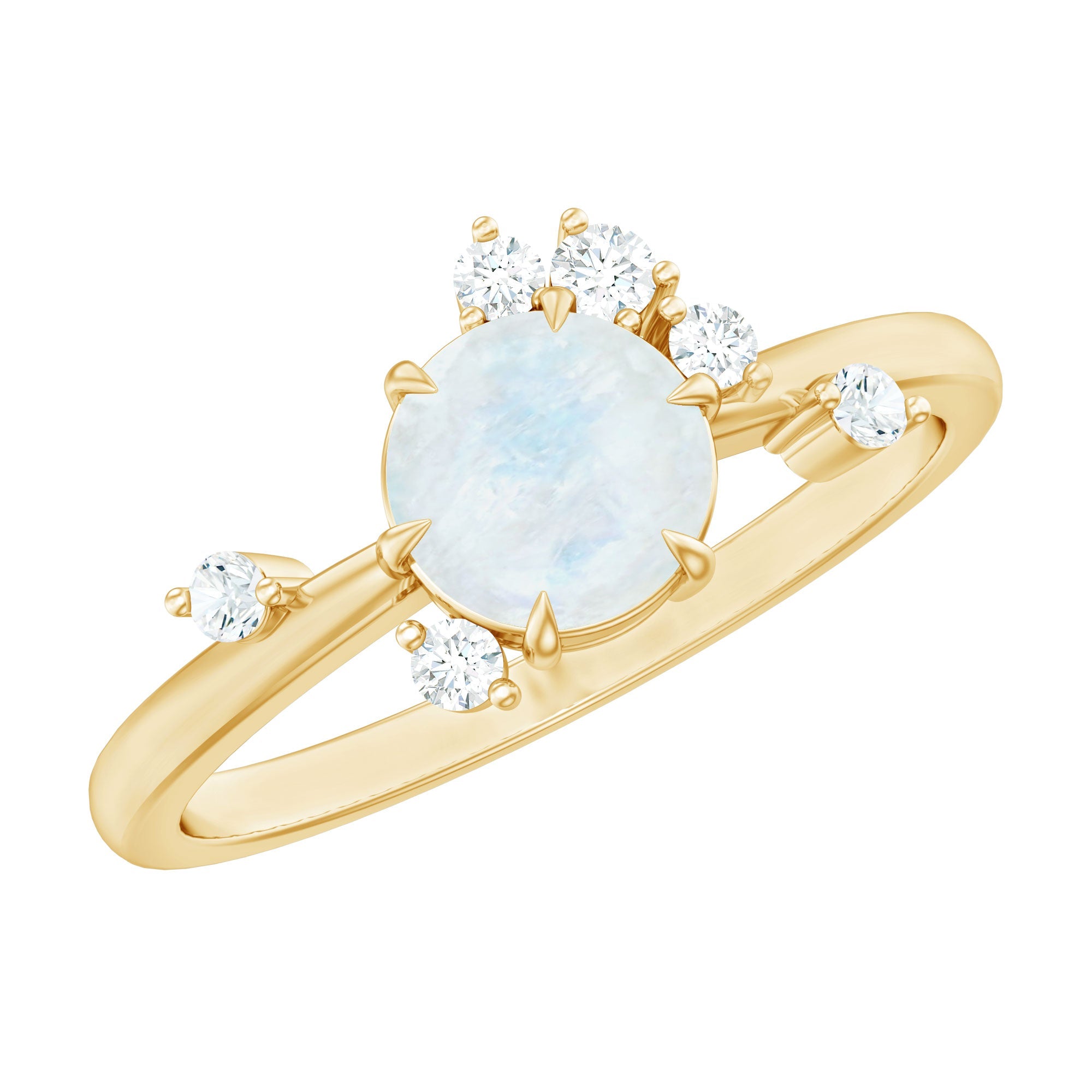 Moonstone Promise Ring – Diamond Scatter Gemstone Band | Delicate Contemporary Design
