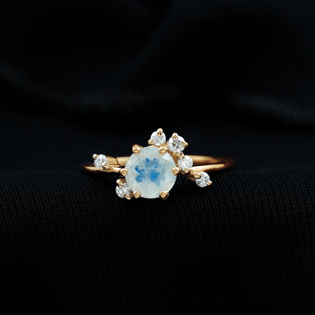 Moonstone Promise Ring – Diamond Scatter Gemstone Band | Delicate Contemporary Design