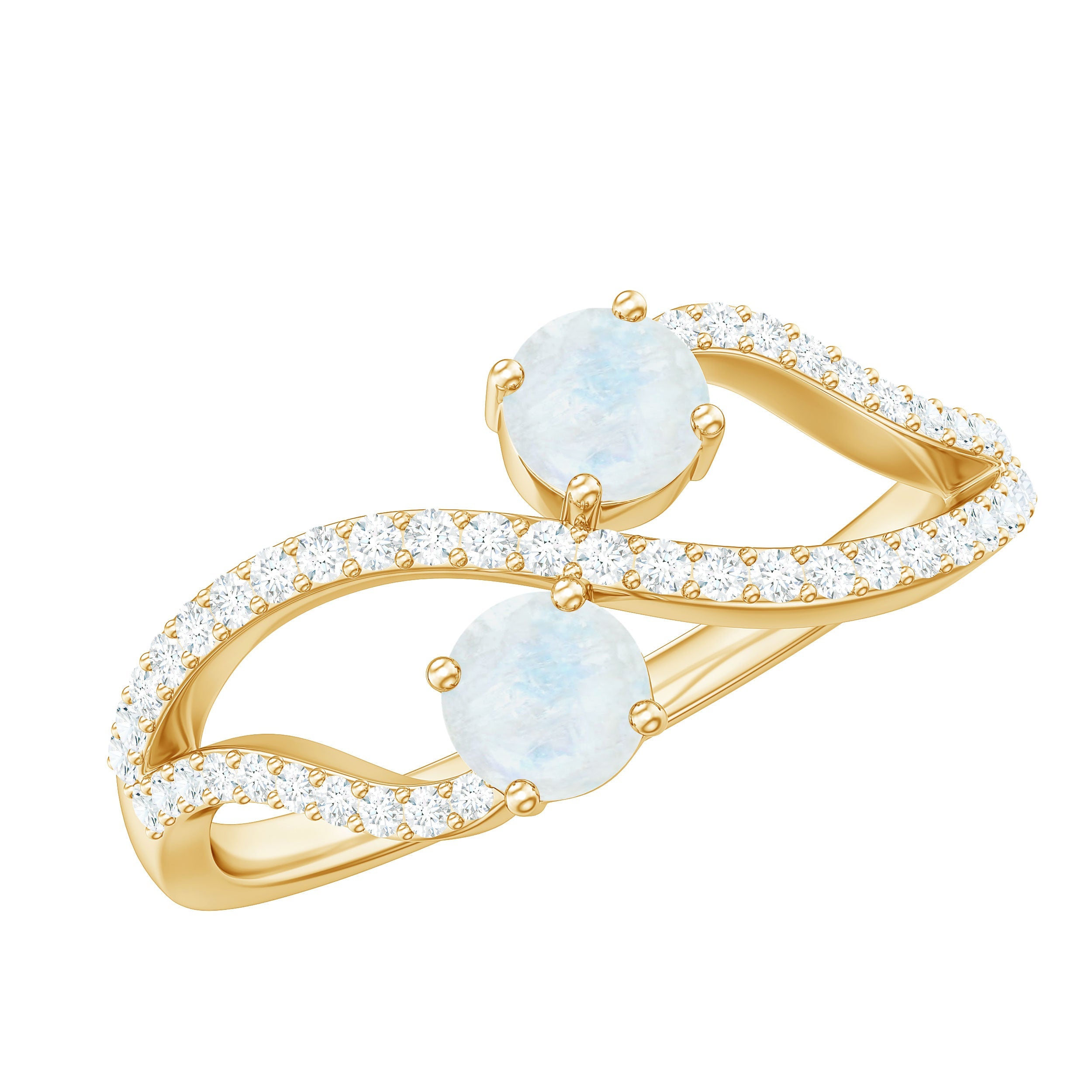 Moonstone Engagement Ring – Minimalist Infinity Style Band With Diamond Accents