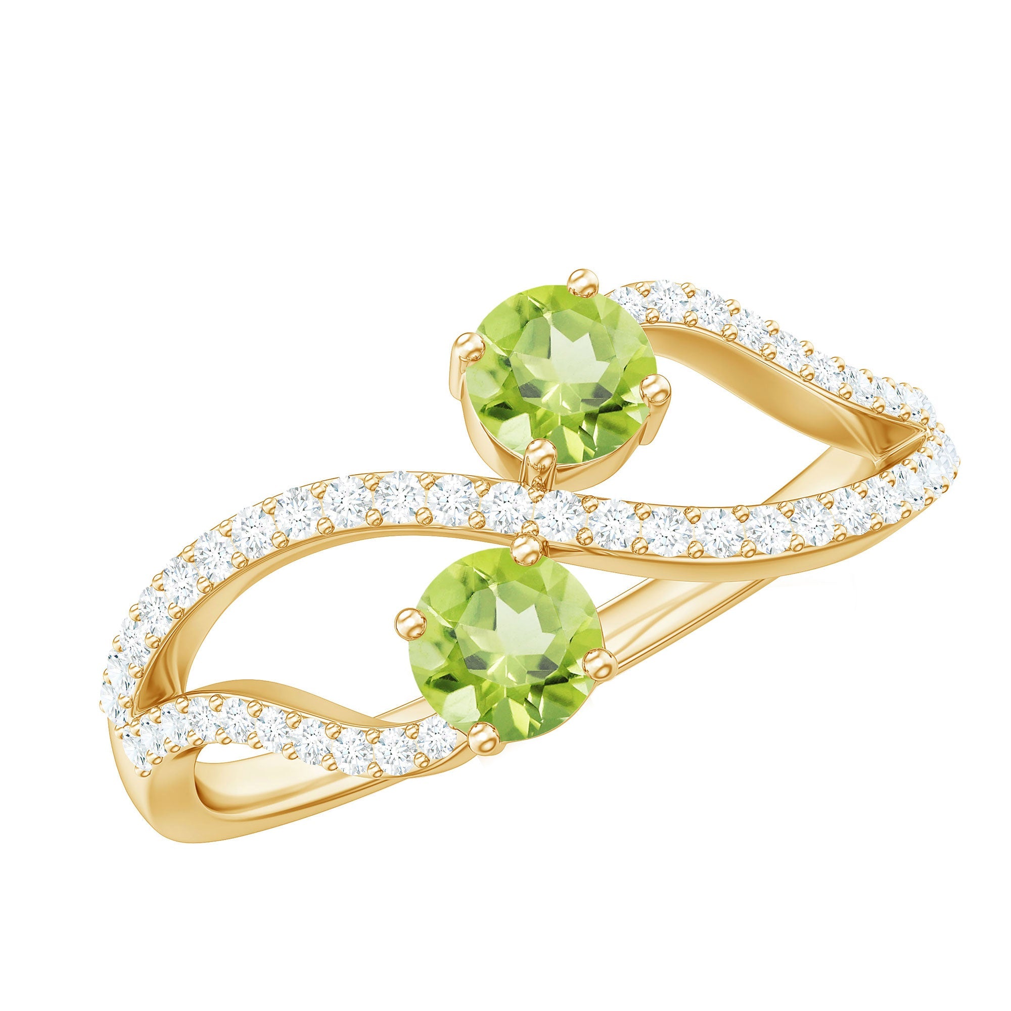 Peridot Toi Et Moi Ring – Diamond Infinity Shank | Two Stone Promise Ring