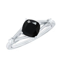 Cushion Black Onyx Split Shank Engagement Ring with Diamond