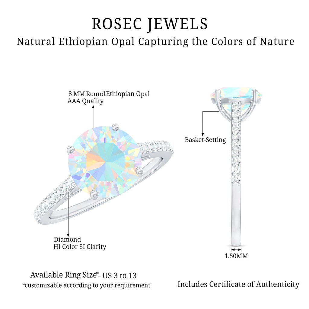 2 Carat Ethiopian Opal Diamond Engagement Ring with Certificate