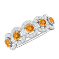 Certified Natural Citrine Diamond Half Eternity Band for Anniversary