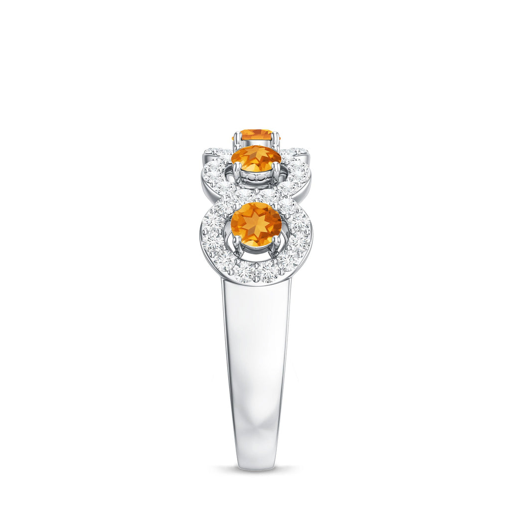 Certified Natural Citrine Diamond Half Eternity Band for Anniversary