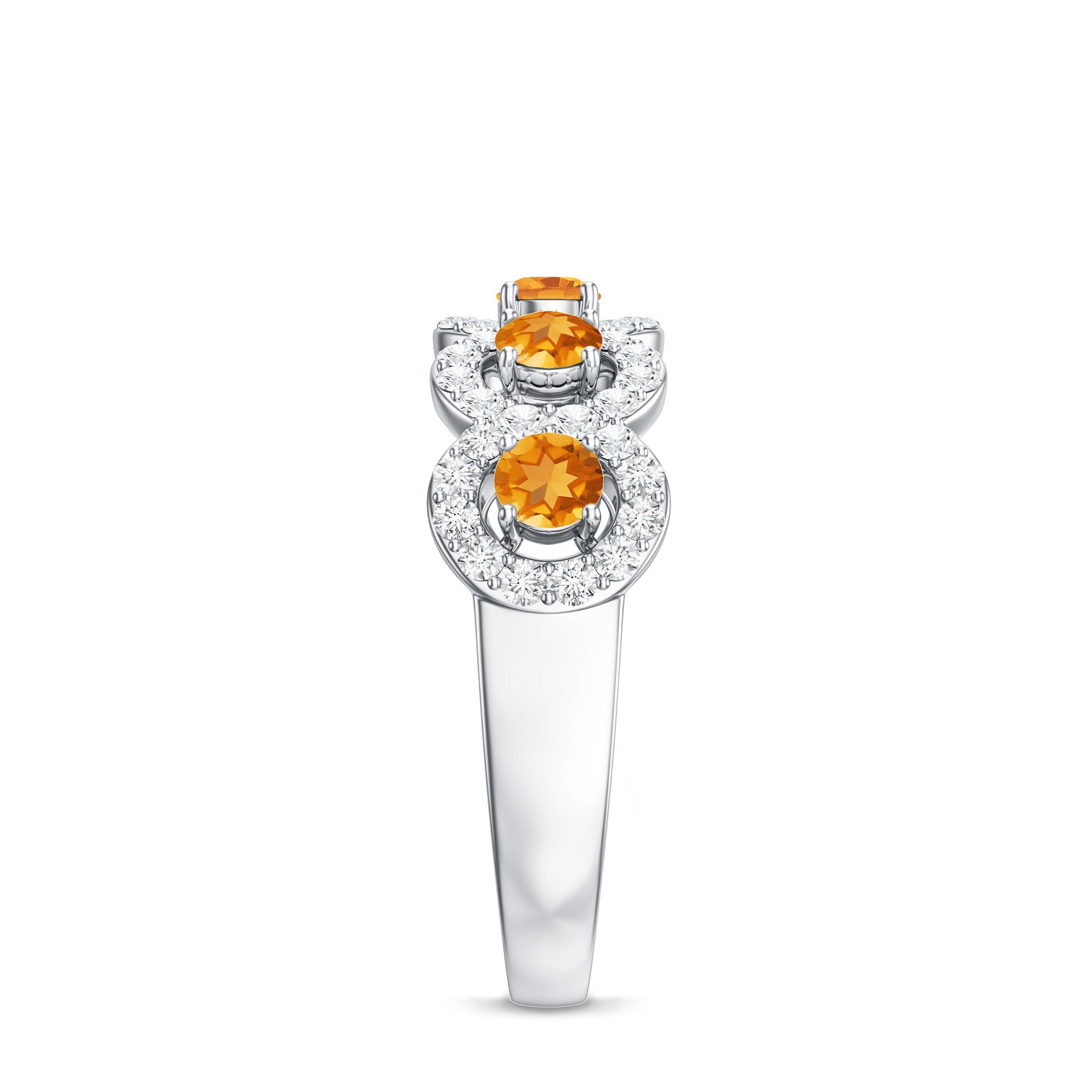 Certified Natural Citrine Diamond Half Eternity Band for Anniversary