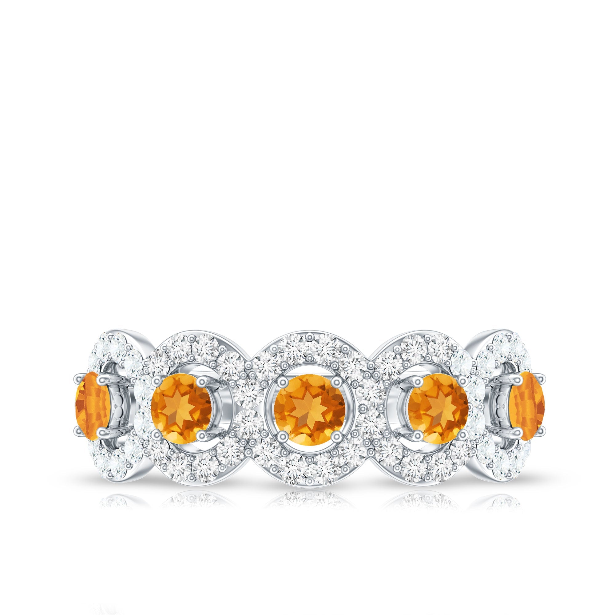 Certified Natural Citrine Diamond Half Eternity Band for Anniversary
