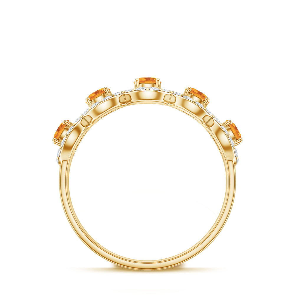 Certified Natural Citrine Diamond Half Eternity Band for Anniversary
