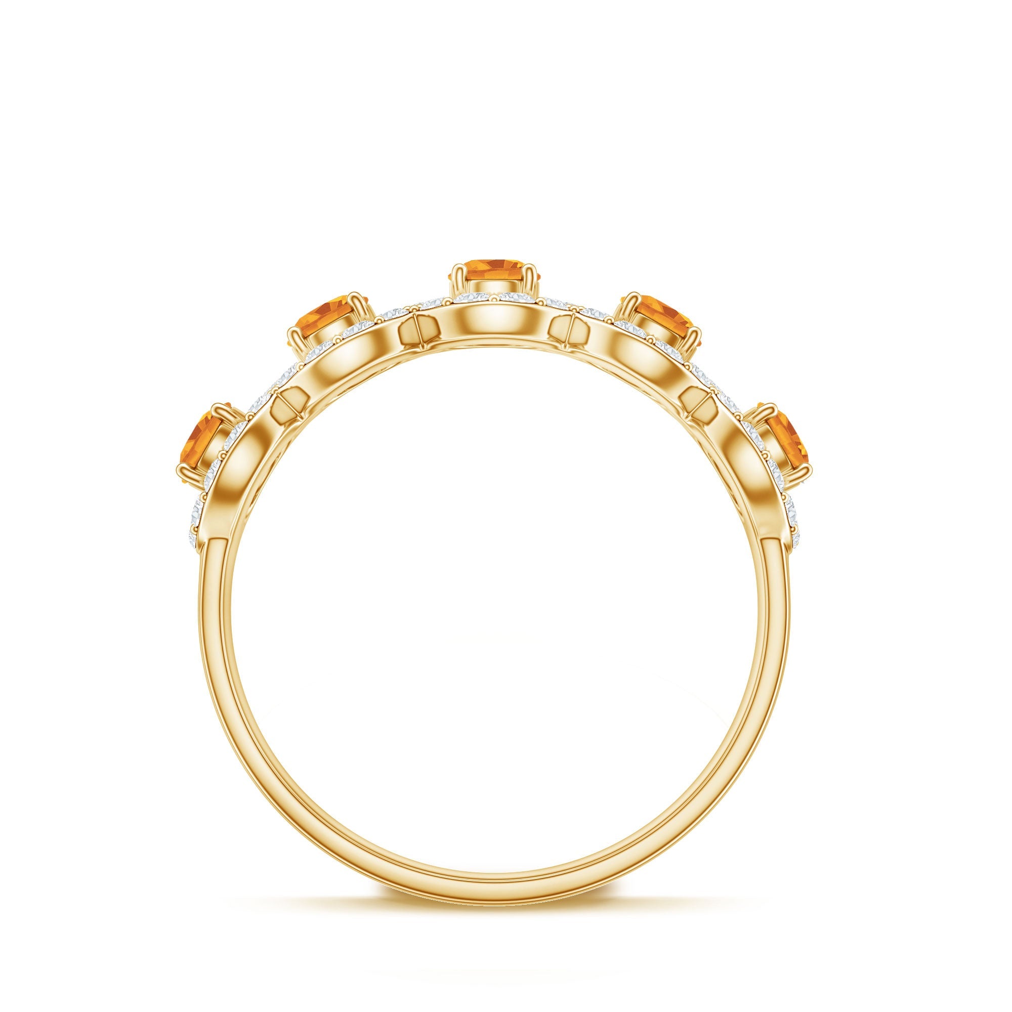 Certified Natural Citrine Diamond Half Eternity Band for Anniversary