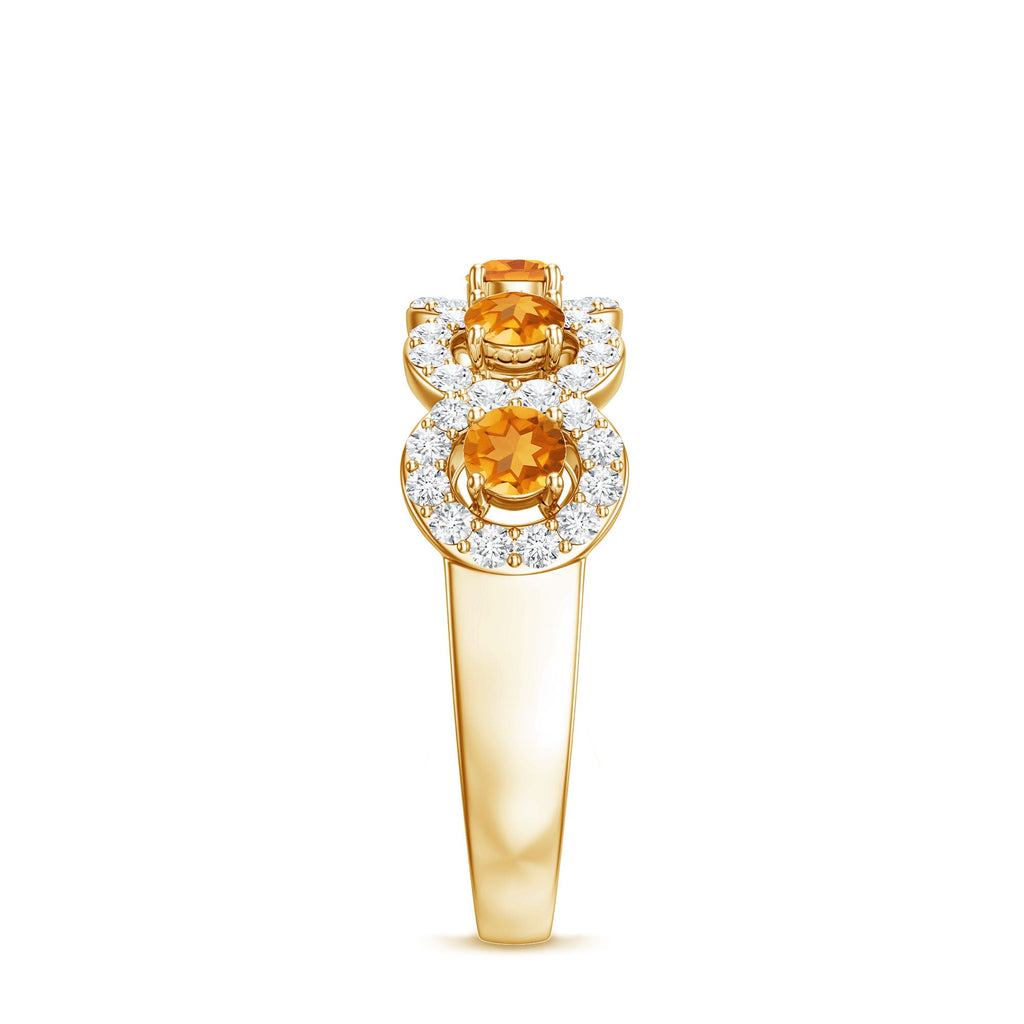 Certified Natural Citrine Diamond Half Eternity Band for Anniversary