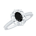 Certified 0.4 Carat Black Onyx Vintage Inspired Engagement Ring with Diamond