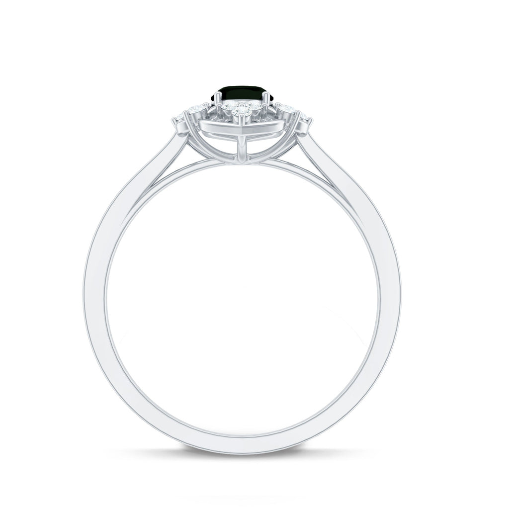 Certified 0.4 Carat Black Onyx Vintage Inspired Engagement Ring with Diamond