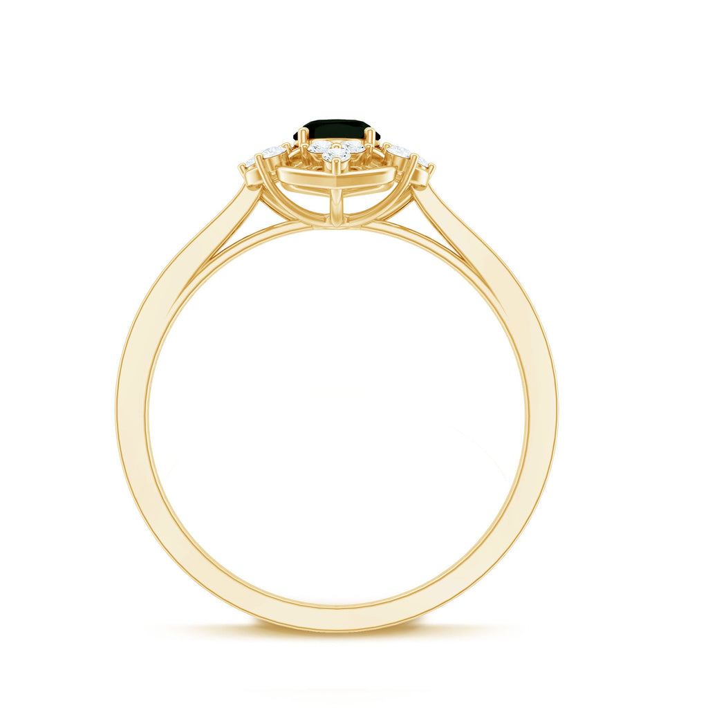 Certified 0.4 Carat Black Onyx Vintage Inspired Engagement Ring with Diamond