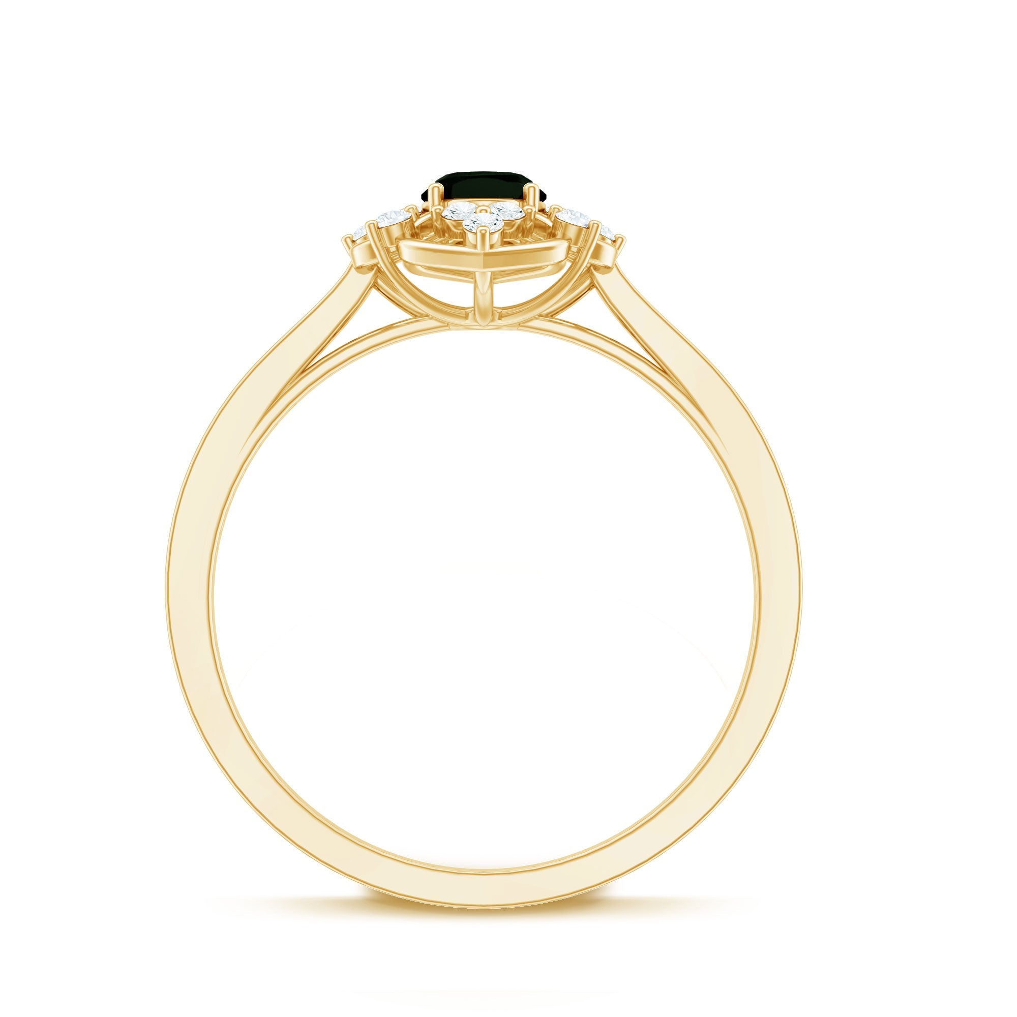 Certified 0.4 Carat Black Onyx Vintage Inspired Engagement Ring with Diamond