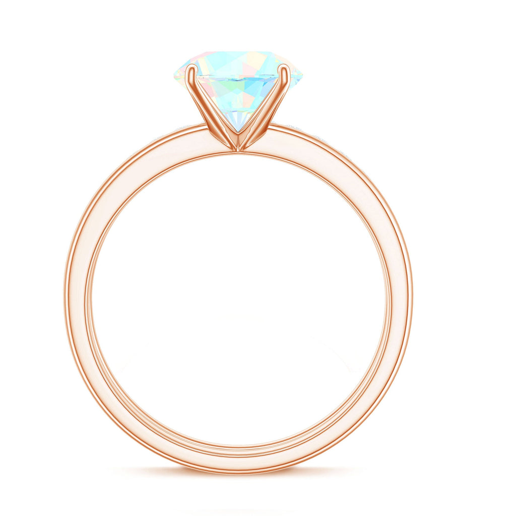 Natural Ethiopian Opal Diamond Solitaire Engagement Wedding Ring Set of 2
