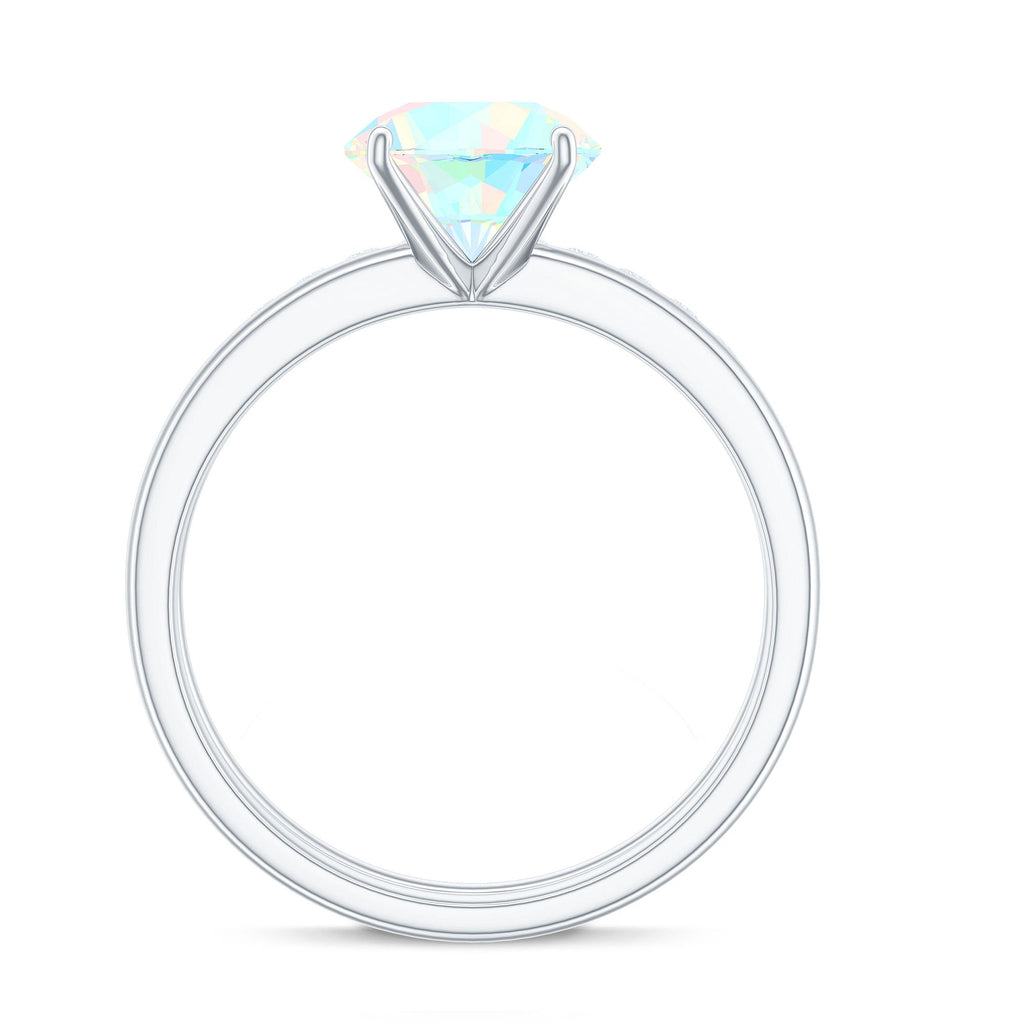 Natural Ethiopian Opal Diamond Solitaire Engagement Wedding Ring Set of 2
