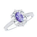 Vintage Tanzanite Ring – Oval Engagement Band with Lab Grown Diamonds & Prong Setting