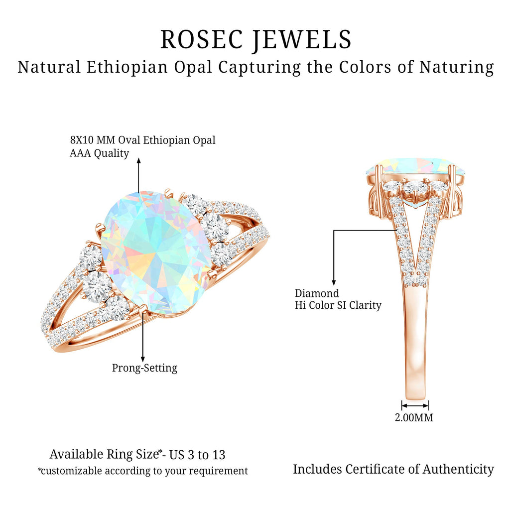 Certified 1.3 Carat Ethiopian Opal Oval Engagement Ring with Diamond
