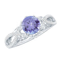 Tanzanite Engagement Ring – Designer Blue Violet Tanzanite with Diamond Crossover Shank