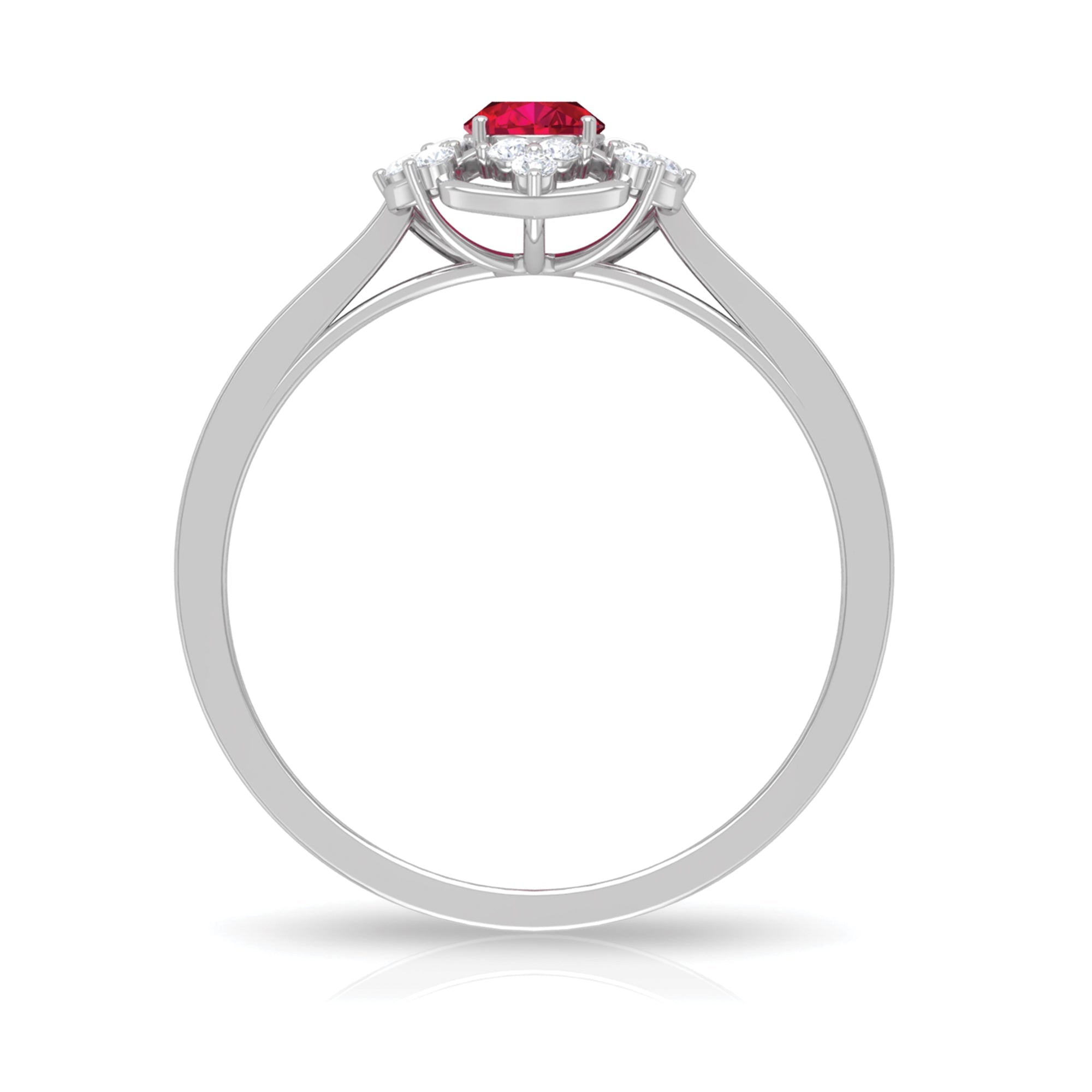 Ruby Engagement Ring – Vintage Oval Ruby Ring with Diamond Accent | AAA Grade
