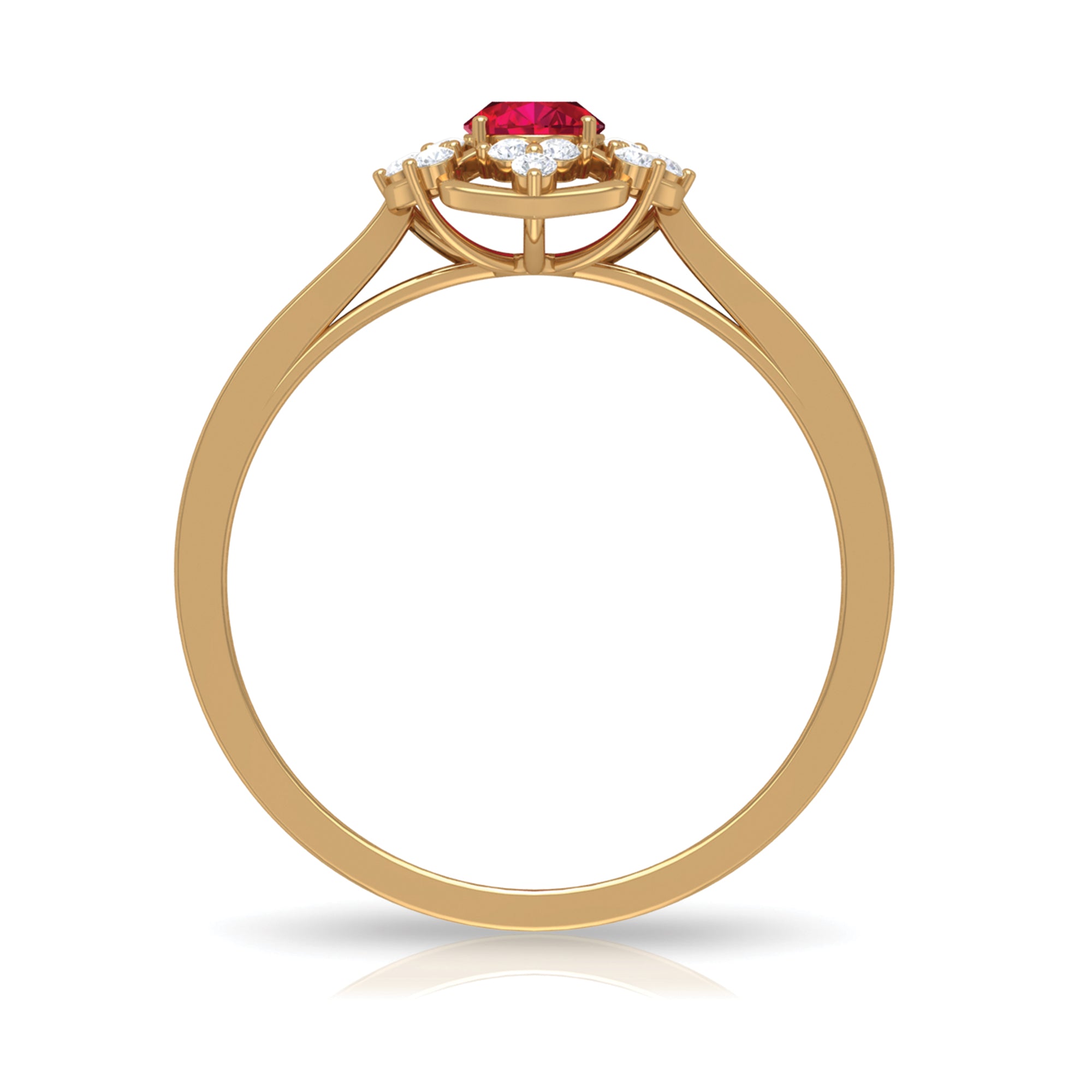 Ruby Engagement Ring – Vintage Oval Ruby Ring with Diamond Accent | AAA Grade
