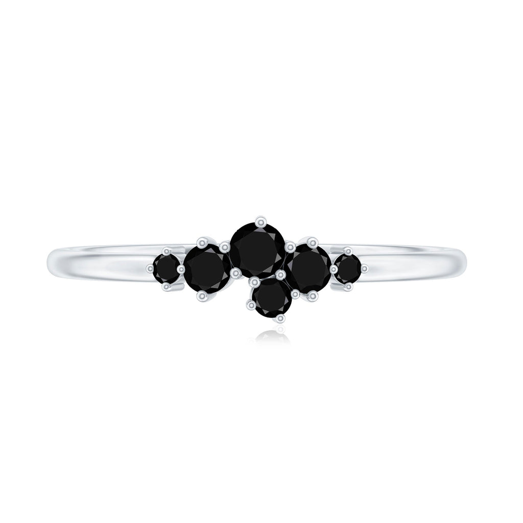 Certified Black Onyx Cluster Promise Ring for Her