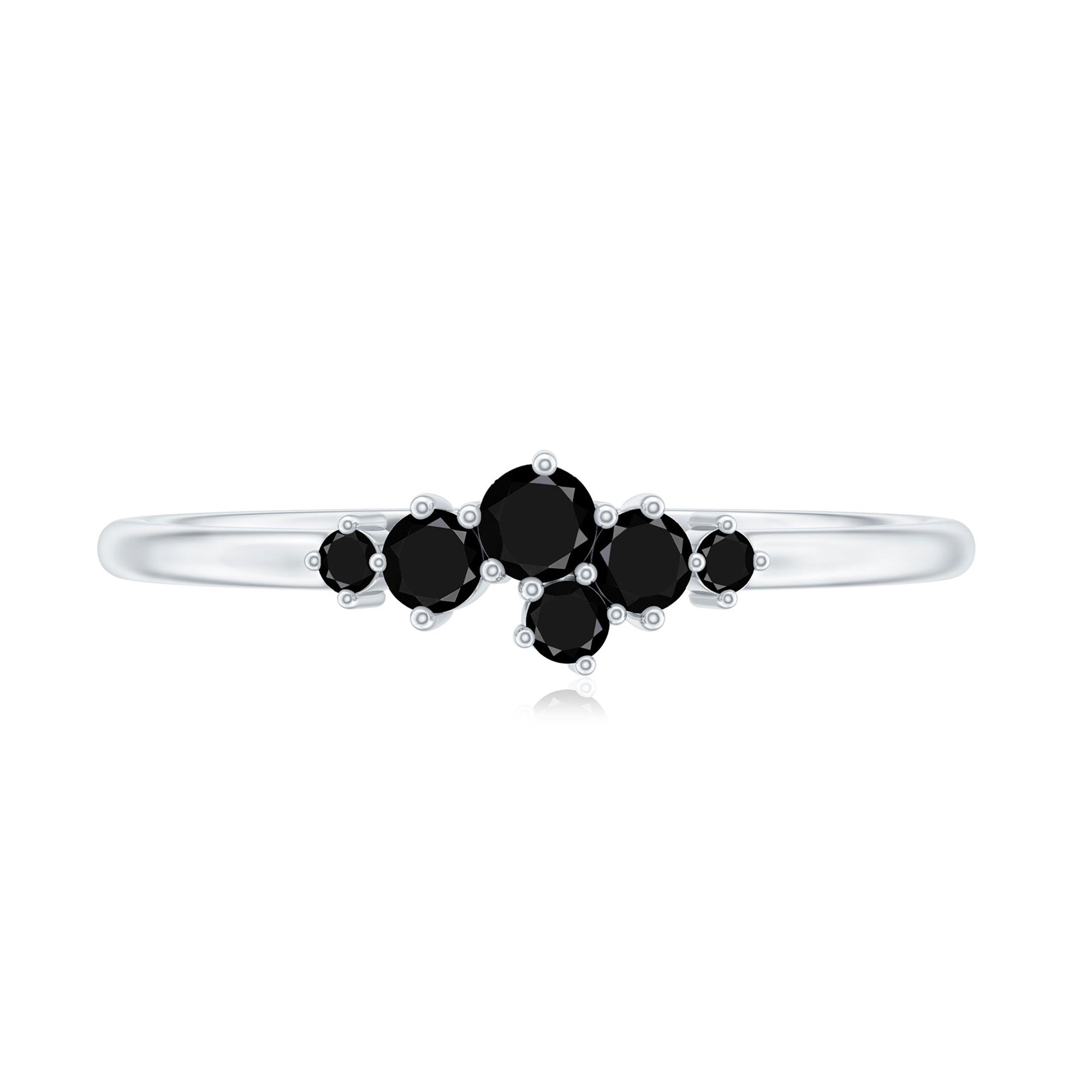 Certified Black Onyx Cluster Promise Ring for Her