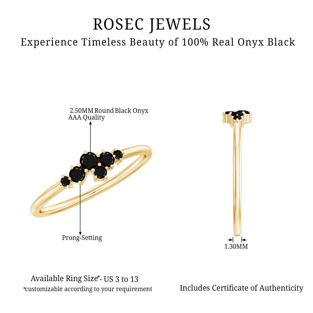 Certified Black Onyx Cluster Promise Ring for Her