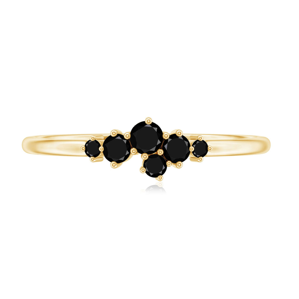 Certified Black Onyx Cluster Promise Ring for Her