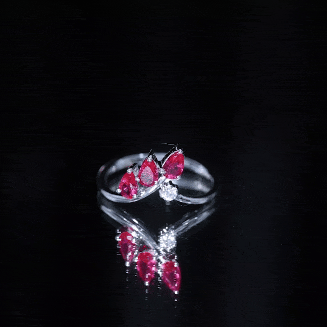 Lab Grown Ruby Ring – Stackable Engagement Ring Enhancer With Leaf Motif Design