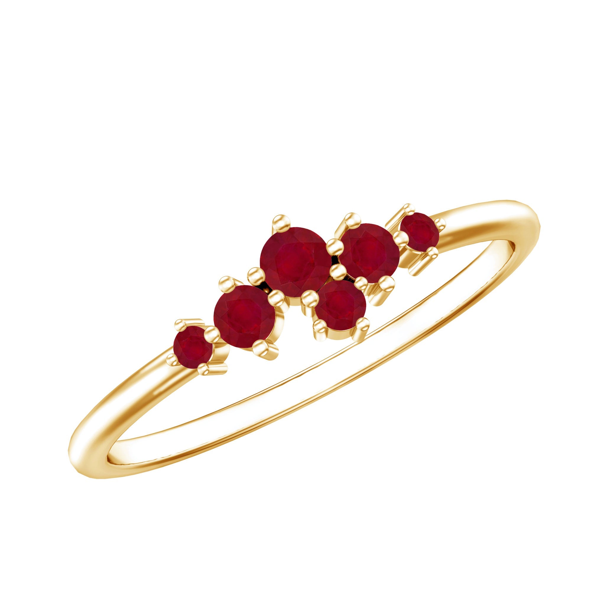 Ruby Promise Ring – Natural Cluster Ruby Engagement Band | AAA Quality Red Gemstone