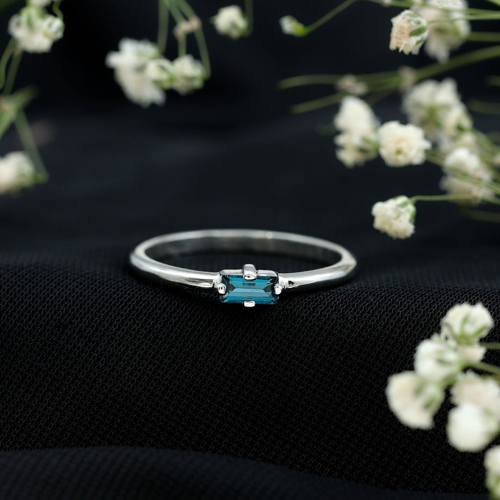 Baguette London Blue Topaz Solitaire Promise Ring