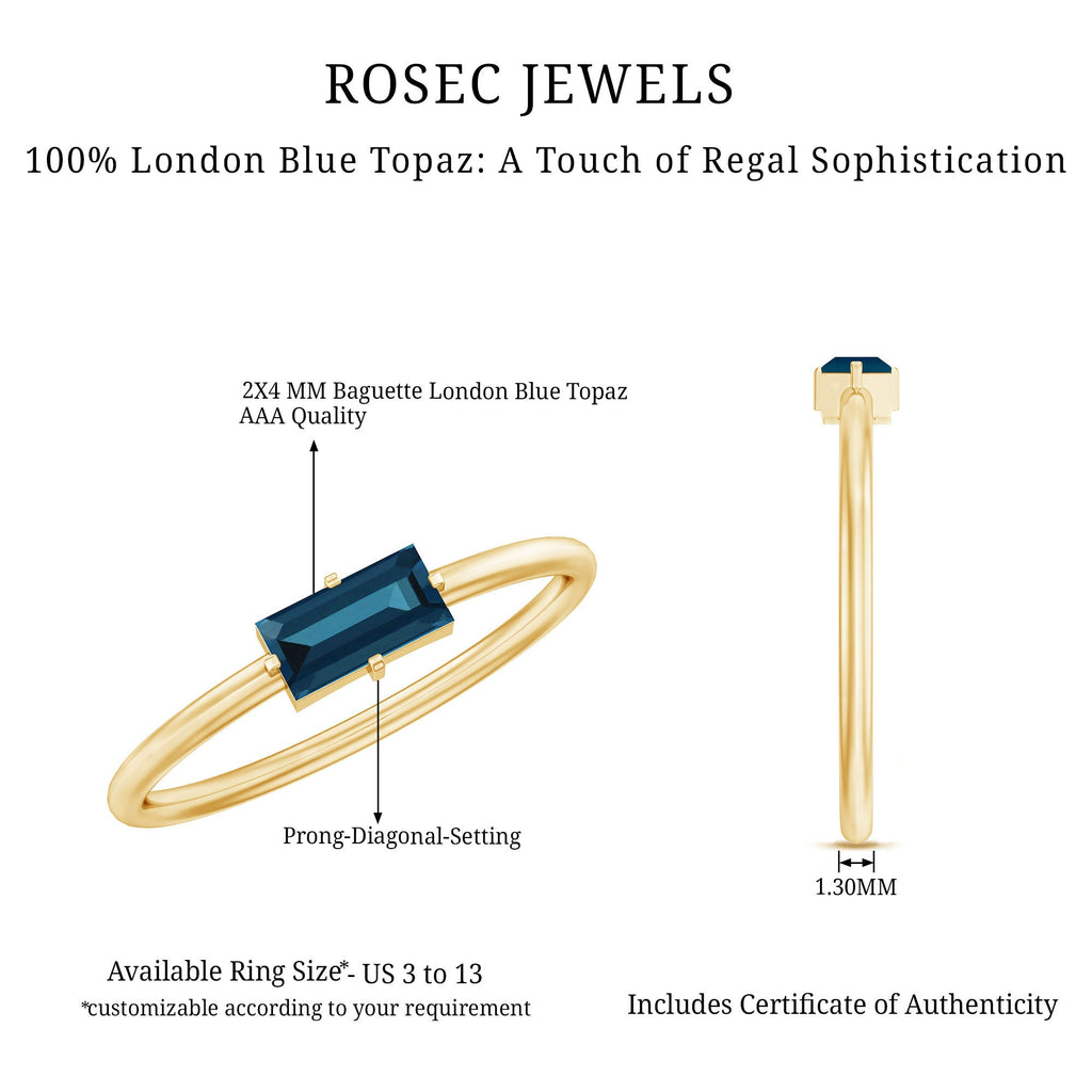 Baguette London Blue Topaz Solitaire Promise Ring