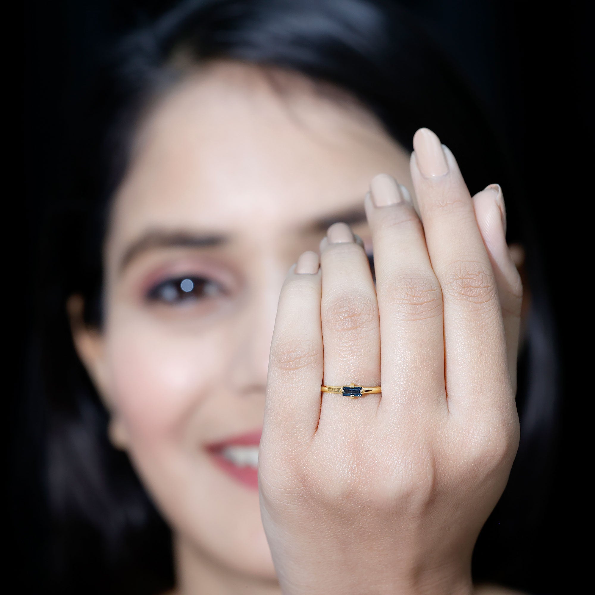 Baguette London Blue Topaz Solitaire Promise Ring