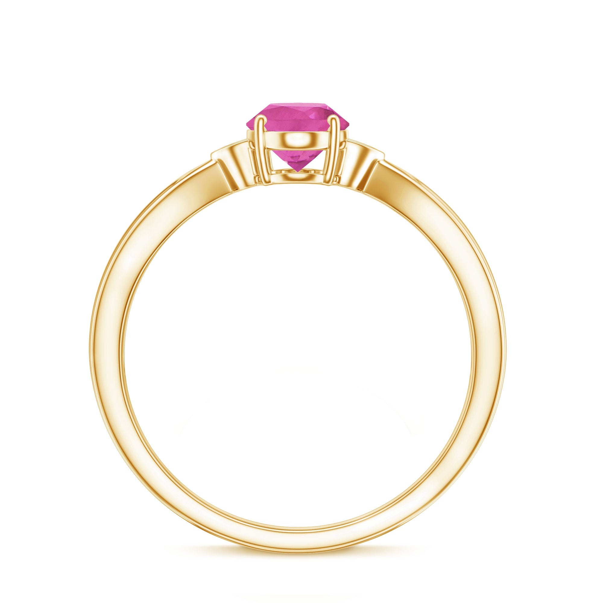 Pink Tourmaline Ring – Oval Pink Tourmaline Solitaire Diamond Accent Prong Setting