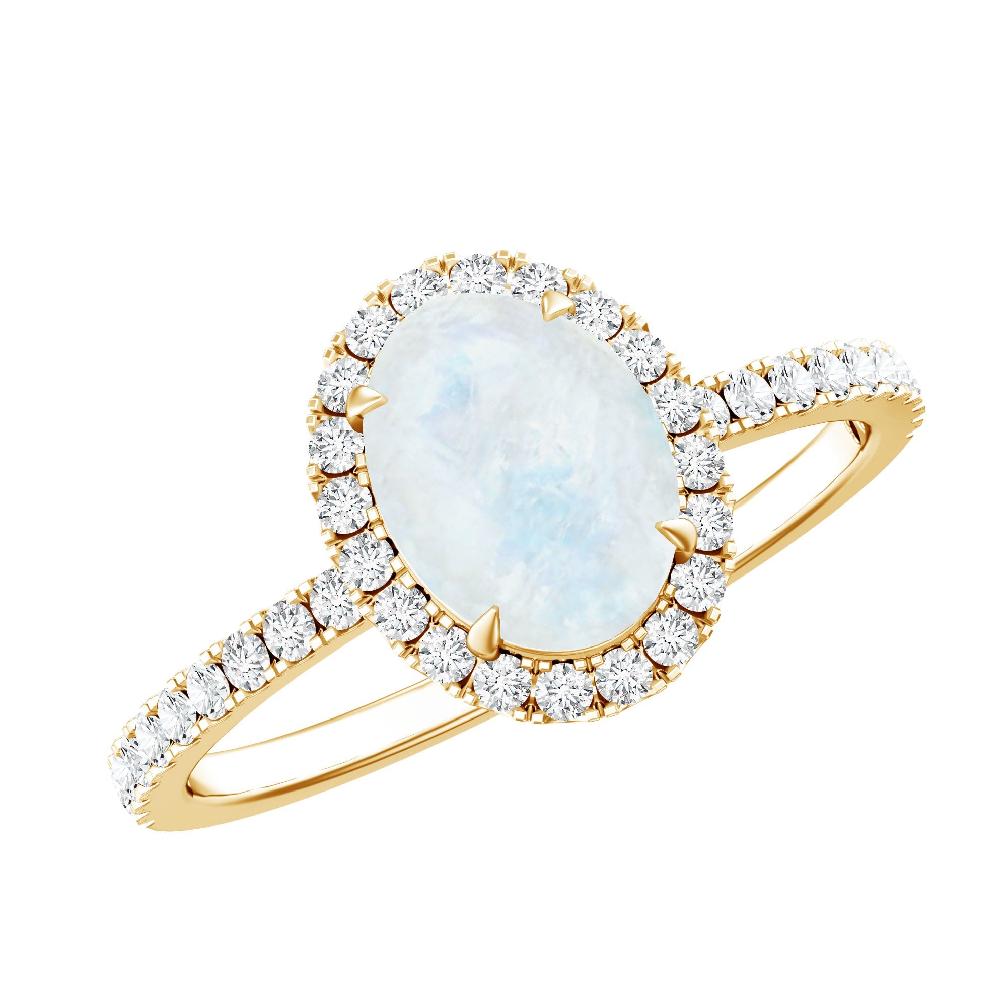 Moonstone Engagement Ring – Oval Moonstone Ring with Diamond Halo | Rosec Jewels