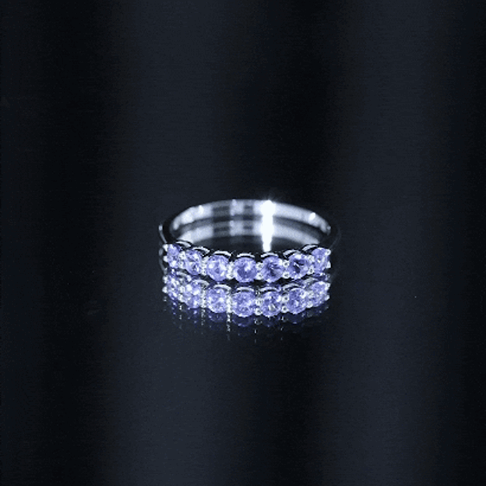 Tanzanite Half Eternity Ring – Natural Blue Gemstone, Shared Prong Setting, AAA Grade