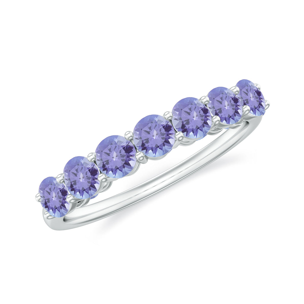 Tanzanite Half Eternity Ring – Natural Blue Gemstone, Shared Prong Setting, AAA Grade