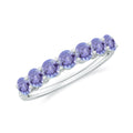 Tanzanite Half Eternity Ring – Natural Blue Gemstone, Shared Prong Setting, AAA Grade