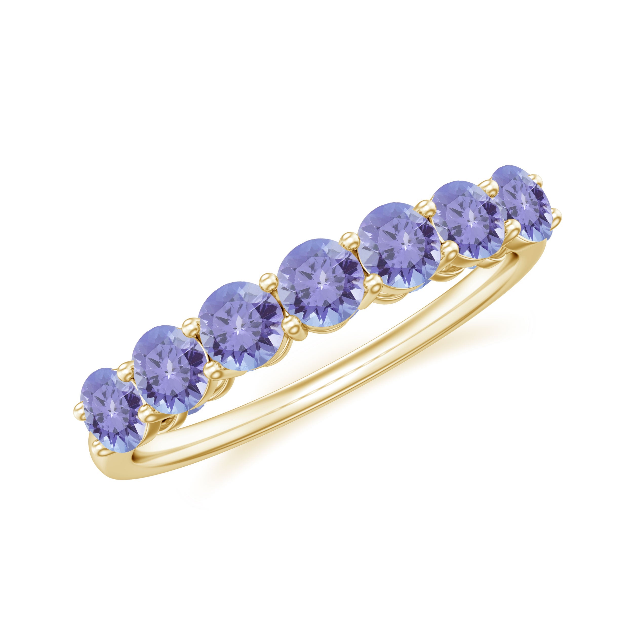 Tanzanite Half Eternity Ring – Natural Blue Gemstone, Shared Prong Setting, AAA Grade