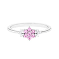 Pink Tourmaline Ring – Elegant Flower Cluster Diamond Promise Ring with AAA Quality