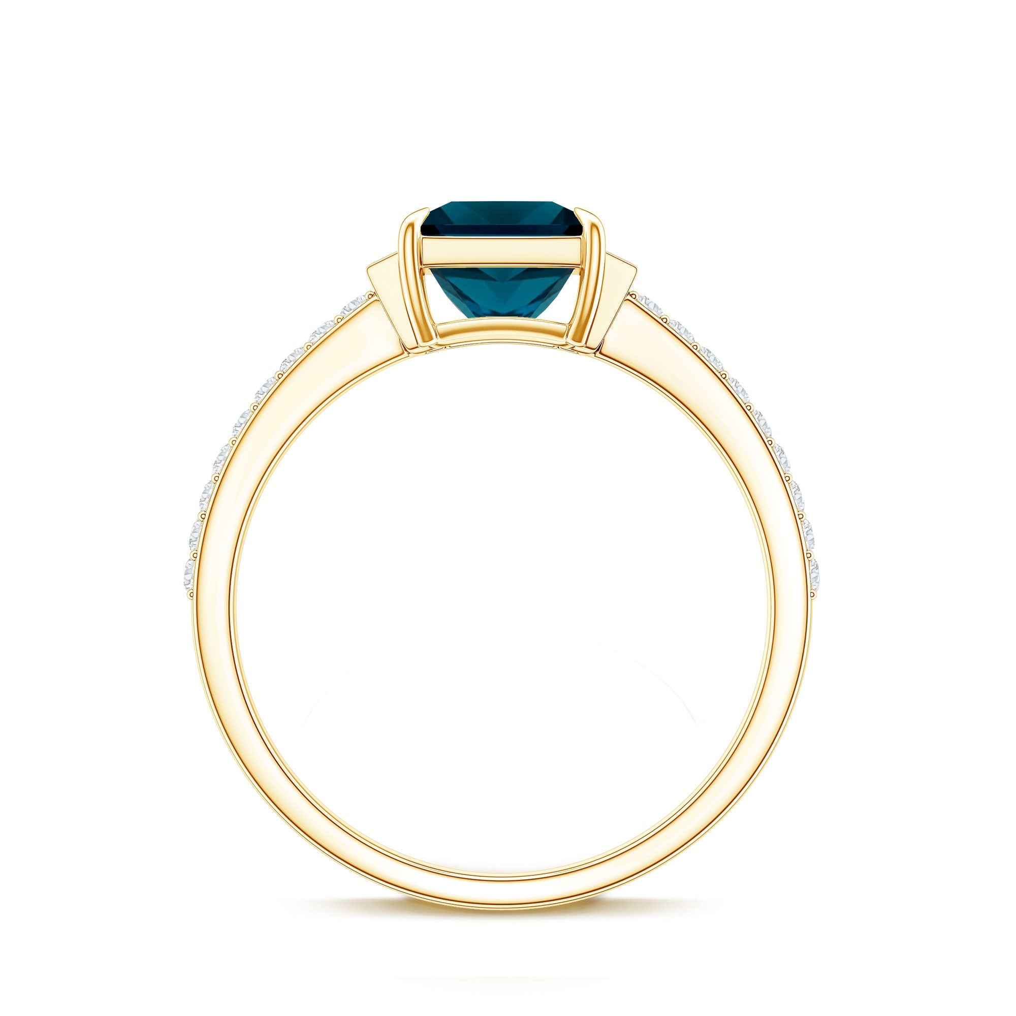 1 Carat Princess Cut London Blue Topaz Engagement Ring with Diamond