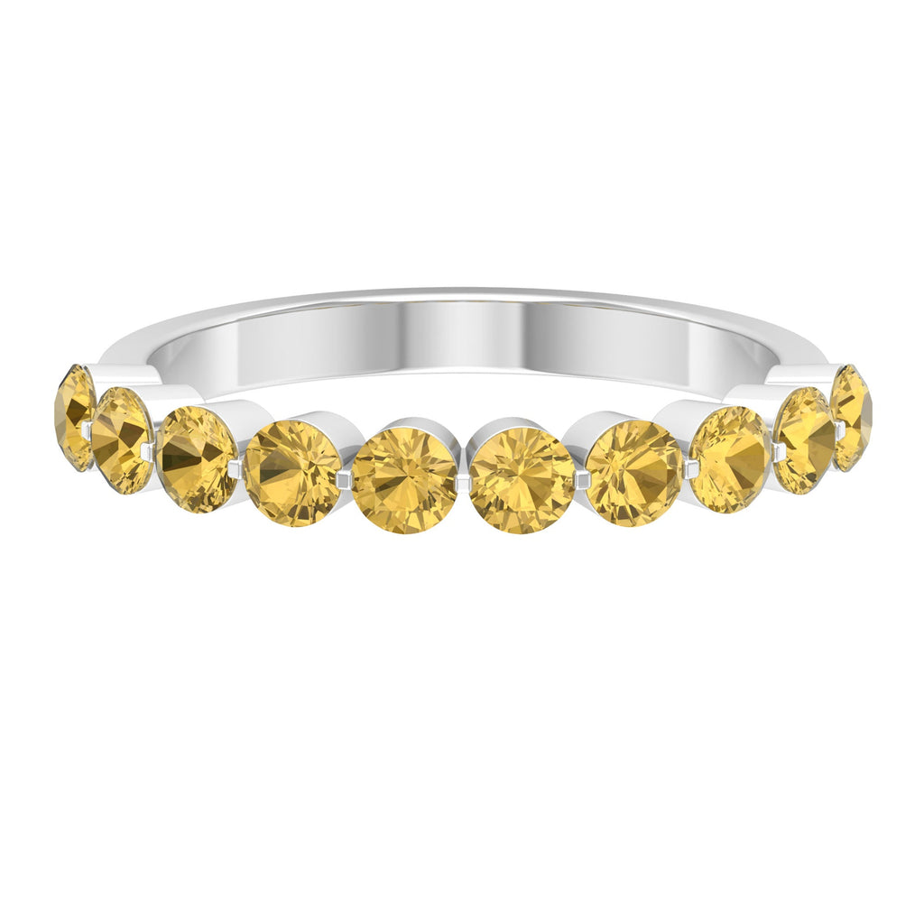 Citrine Eternity Ring – Half Eternity Band with Floating Round Yellow Stones