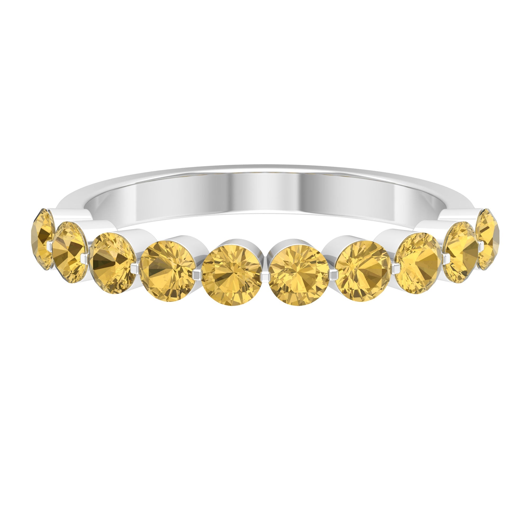 Citrine Eternity Ring – Half Eternity Band with Floating Round Yellow Stones