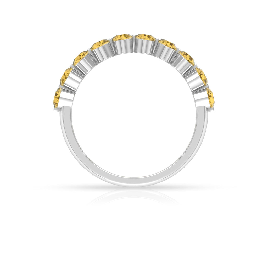 Citrine Eternity Ring – Half Eternity Band with Floating Round Yellow Stones