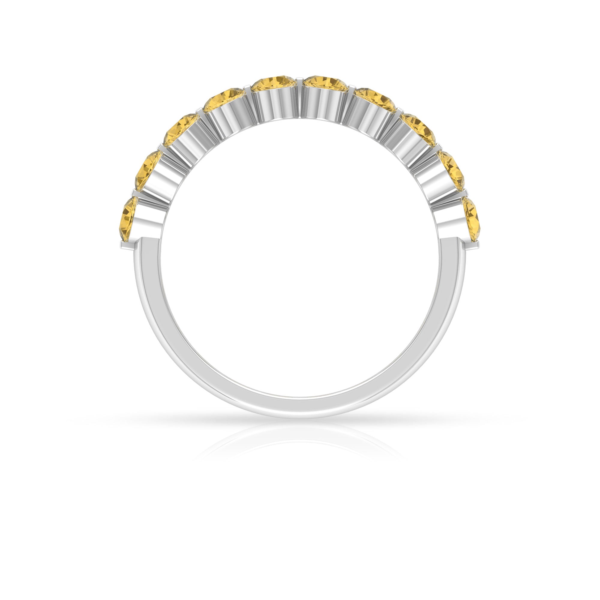 Citrine Eternity Ring – Half Eternity Band with Floating Round Yellow Stones