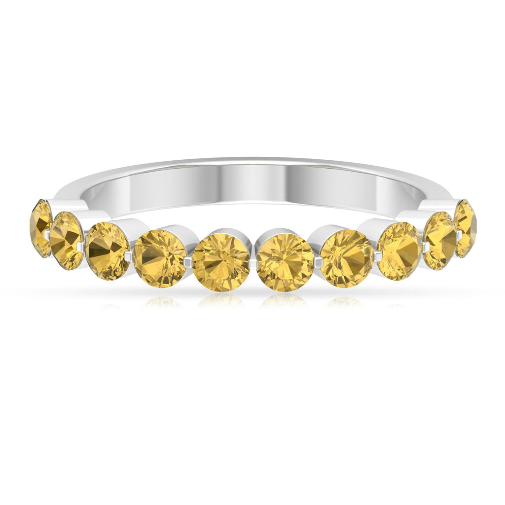 Citrine Eternity Ring – Half Eternity Band with Floating Round Yellow Stones