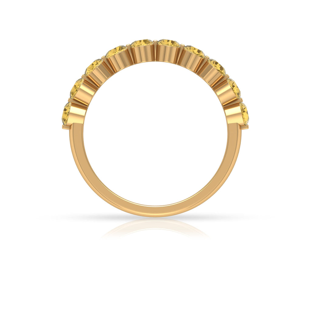 Citrine Eternity Ring – Half Eternity Band with Floating Round Yellow Stones